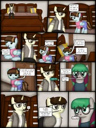 Size: 1750x2333 | Tagged: safe, artist:99999999000, derpibooru import, oc, oc:cwe, oc:li anna, oc:li jie ai, unofficial characters only, pegasus, pony, comic:visit, clothes, comic, couch, female, filly, glasses, image, male, png