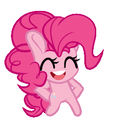 Size: 1000x1000 | Tagged: safe, artist:ca(oh)2, derpibooru import, pinkie pie, earth pony, pony, animated, bipedal, dancing, eyes closed, female, gif, helltaker, image, open mouth, simple background, solo, transparent background