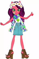 Size: 1400x2065 | Tagged: safe, artist:cimmi cumes, gloriosa daisy, equestria girls, legend of everfree, clothes, concept art, floral head wreath, flower, geometric, image, jpeg, ponied up, scarf, thumbs up