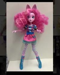 Size: 1080x1350 | Tagged: safe, artist:stephen sumner, official, pinkie pie, equestria girls, boots, clothes, doll, image, jpeg, ponied up, prototype, shoes, skirt, socks, toy