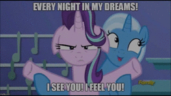 Size: 854x480 | Tagged: safe, derpibooru import, edit, edited screencap, screencap, starlight glimmer, trixie, all bottled up, animated, celine dion, female, freezing, image, lesbian, meme, my heart will go on, shipping, startrix, titanic, trixie's puppeteering, uberduck.ai, water, webm