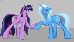 Size: 3504x1983 | Tagged: safe, artist:renarde-louve, derpibooru import, trixie, twilight sparkle, female, image, lesbian, png, shipping, twixie