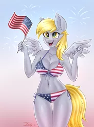 Size: 2587x3508 | Tagged: suggestive, artist:dandy, derpibooru import, derpy hooves, anthro, pegasus, american flag, american flag bikini, american independence day, belly button, bikini, blushing, breasts, chest fluff, cleavage, clothes, ear fluff, eyebrows, eyebrows visible through hair, eyelashes, female, fireworks, flag, flag bikini, high res, image, independence day, legs together, open mouth, png, side-tie bikini, solo, solo female, swimsuit, thigh gap, united states, wings