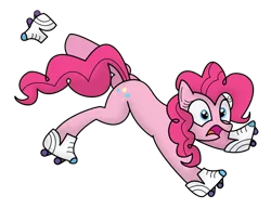 Size: 3771x2912 | Tagged: safe, artist:pony-thunder, derpibooru import, pinkie pie, pony, atg 2021, image, newbie artist training grounds, png, simple background, skates, solo, transparent background