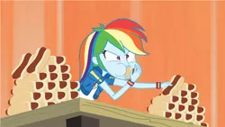 Size: 1280x720 | Tagged: safe, artist:wienerdash, derpibooru import, edit, edited screencap, screencap, rainbow dash, all's fair in love and friendship games, equestria girls, friendship games, 4th of july, clothes, competitive eating, derpibooru exclusive, eating, eating contest, female, food, holiday, hoodie, hot dog, image, jacket, meat, png, puffy cheeks, sausage, shirt, skirt, solo, this will end in weight gain, wristband