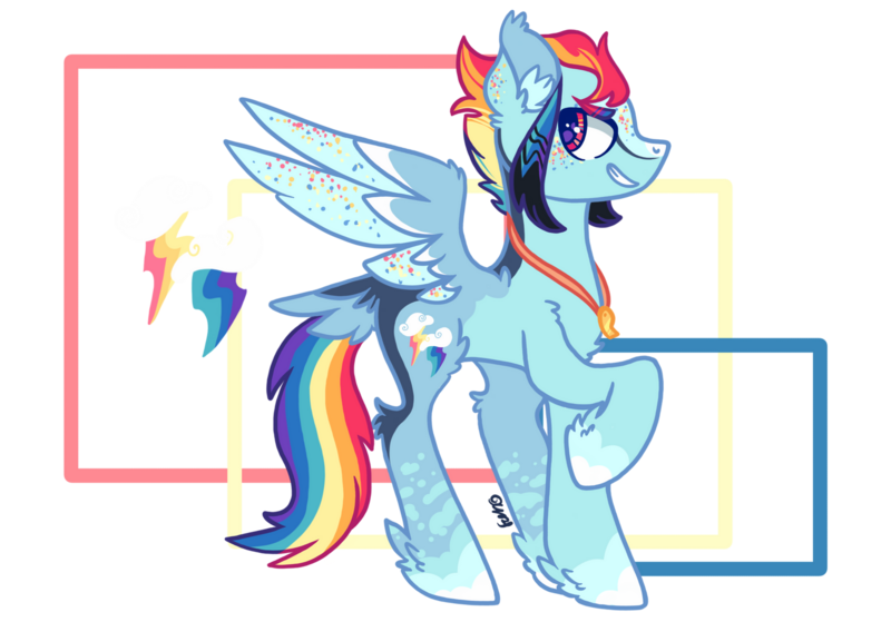 Size: 1600x1118 | Tagged: safe, artist:caramelbolt24, derpibooru import, rainbow dash, pegasus, pony, alternate design, ear fluff, female, grin, hoof fluff, image, mare, png, raised hoof, simple background, smiling, solo, story included, transparent background, wings