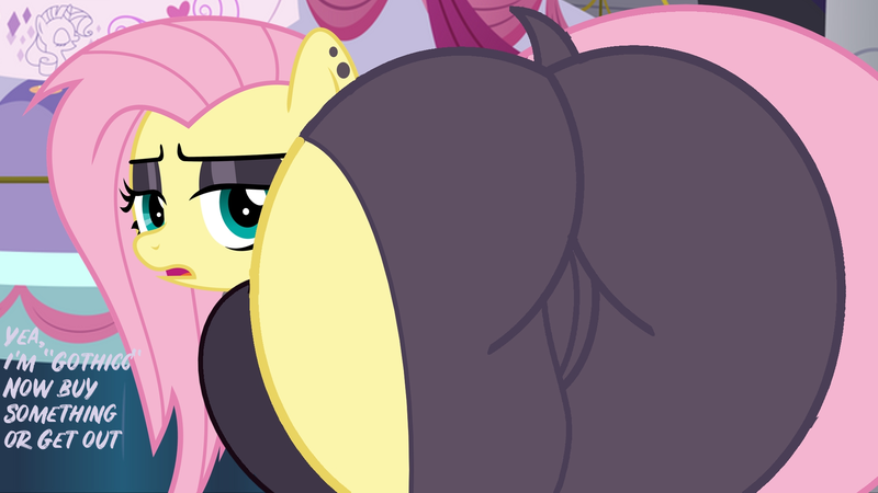 Size: 1920x1080 | Tagged: explicit, artist:the lunar archer, derpibooru import, fluttershy, pegasus, pony, fake it 'til you make it, bent over, butt, clothes, dialogue, dress, female, flutterbutt, fluttergoth, gothicc, image, looking at you, looking back, looking back at you, plot, png, presenting, pun, solo, solo female, the ass was fat, thicc ass
