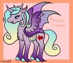 Size: 1750x1500 | Tagged: safe, artist:misskanabelle, derpibooru import, oc, oc:lovebite, unofficial characters only, changepony, hybrid, abstract background, female, image, interspecies offspring, magical lesbian spawn, offspring, parent:princess cadance, parent:queen chrysalis, parents:cadalis, png, signature, solo, story included