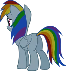 Size: 2364x2537 | Tagged: safe, artist:lt-fleur, derpibooru import, rainbow dash, pegasus, pony, female, image, mare, png, rear view, sad, show accurate, simple background, solo, transparent background, vector