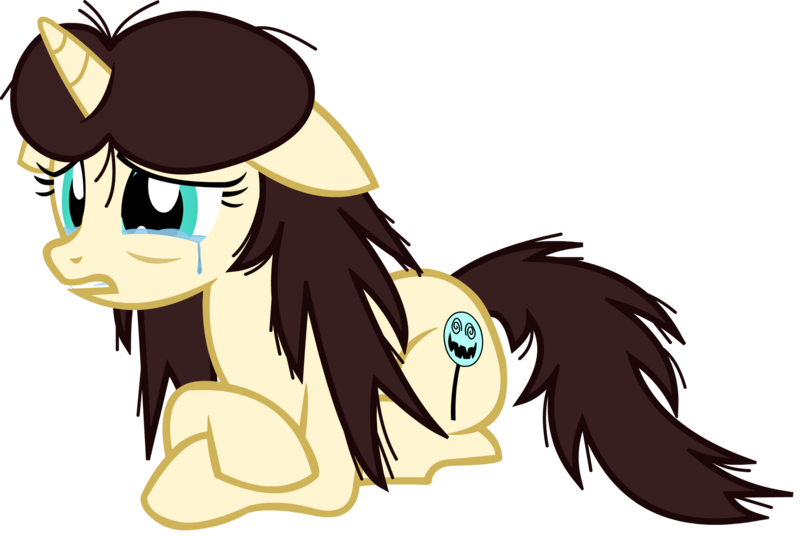 Size: 2037x1367 | Tagged: safe, artist:lt-fleur, derpibooru import, oc, oc:sweet insanity, pony, unicorn, fanfic:rainbow factory, magical mystery cure, crossed hooves, crying, fanfic art, female, i've got to find a way, image, mare, messy mane, png, simple background, solo, transparent background, vector