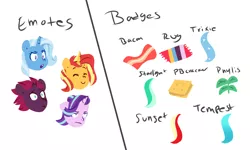 Size: 7500x4500 | Tagged: safe, artist:chub-wub, derpibooru import, fizzlepop berrytwist, phyllis, starlight glimmer, sunset shimmer, tempest shadow, trixie, pony, unicorn, bacon, crackers, emotes, eyes closed, female, food, image, jpeg, mare, meat, peanut butter, peanut butter crackers, plant, pun, rug, simple background, white background