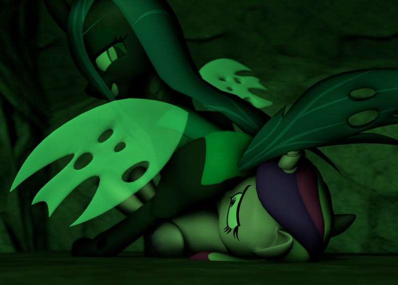 Size: 1003x720 | Tagged: suggestive, artist:unknownface24, derpibooru import, princess cadance, queen chrysalis, alicorn, changeling, changeling queen, pony, 3d, faceful of ass, facesitting, female, image, png, source filmmaker