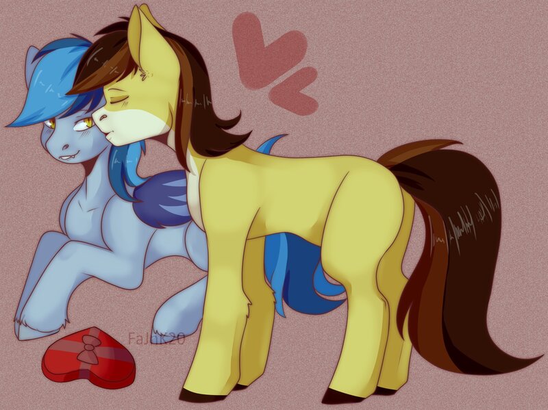 Size: 2942x2203 | Tagged: safe, artist:fajnk, derpibooru import, oc, bat pony, earth pony, pony, bat pony oc, bat wings, candies, candy, commission, cute, earth pony oc, food, heart, heterosexual, image, jpeg, kissing, love, pair, wings, ych result