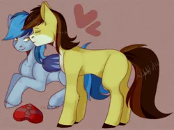 Size: 2942x2203 | Tagged: safe, artist:fajnk, derpibooru import, oc, bat pony, earth pony, pony, bat pony oc, bat wings, candies, candy, commission, cute, earth pony oc, food, heart, heterosexual, image, jpeg, kissing, love, pair, wings, ych result