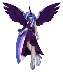 Size: 6229x7188 | Tagged: safe, artist:eeveeglaceon, derpibooru import, twilight sparkle, human, absurd resolution, alicorn humanization, female, horn, horned humanization, humanized, image, nightmare twilight, nightmarified, png, simple background, smiling, solo, transparent background, winged humanization, wings