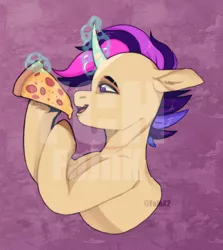 Size: 912x1024 | Tagged: safe, artist:fajnk, derpibooru import, oc, unofficial characters only, pony, unicorn, colored, colored sketch, commission, eyebrows, food, horn, image, magic, male, open mouth, pizza, png, sketch, solo, stallion, unicorn oc, ych example, ych result, your character here