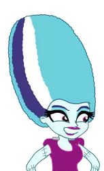 Size: 1889x3094 | Tagged: safe, artist:ktd1993, derpibooru import, sonata dusk, undead, alternate hairstyle, beehive hairdo, bride of frankenstein, grin, image, lipstick, png, simple background, smiling, stitches, this isn't even my final form, transparent background