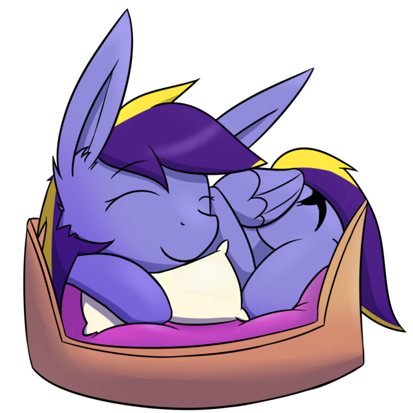 Size: 1836x1836 | Tagged: source needed, useless source url, safe, artist:ponballoon, oc, oc:swift harmony, pegasus, pony, cute, eyes closed, female, image, mare, pet bed, pillow, png, sleeping