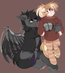 Size: 2446x2739 | Tagged: safe, artist:mediasmile666, derpibooru import, oc, unofficial characters only, pony, artificial wings, augmented, duo, image, male, mechanical wing, png, simple background, stallion, wings