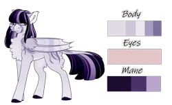 Size: 1505x924 | Tagged: safe, alternate version, artist:nobleclay, derpibooru import, oc, oc:foggy skies, bat pony, pony, chest fluff, female, image, mare, offspring, parent:inky rose, png, reference sheet, solo