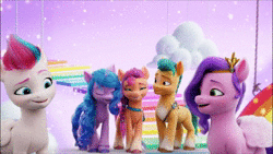Size: 1920x1080 | Tagged: safe, derpibooru import, screencap, hitch trailblazer, izzy moonbow, pipp petals, sunny starscout, zipp storm, pegasus, pony, unicorn, my little pony: a new generation, spoiler:g5, spoiler:my little pony: a new generation, adorapipp, adorkable, animated, cute, dork, female, floppy ears, flying, g5, happy, image, izzybetes, looking at you, male, mane five (g5), mare, smiling, stallion, teaser, webm