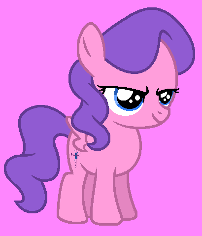 Size: 410x479 | Tagged: safe, artist:kammythepanic, derpibooru import, north star, pegasus, pony, female, filly, g1 to g4, g4, generation leap, image, narrowed eyes, pink background, png, simple background, smiling, solo