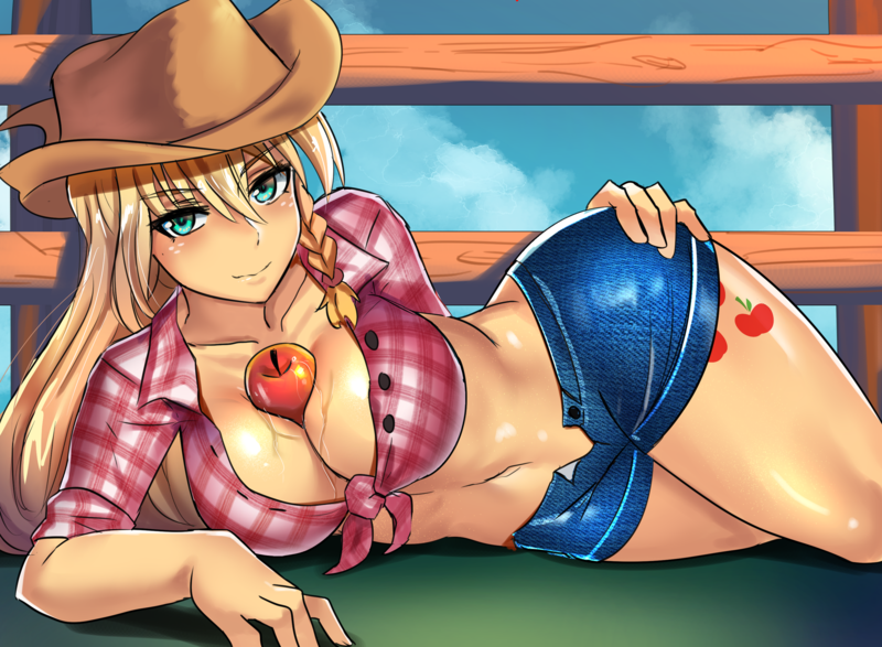 Size: 3000x2200 | Tagged: suggestive, artist:tzc, applejack, human, humanized, image, png