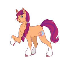 Size: 4300x3600 | Tagged: safe, artist:sashakruchkinatv, derpibooru import, sunny starscout, earth pony, pony, braid, chest fluff, coat markings, ear fluff, female, g5, high res, image, looking at you, mare, one eye closed, open mouth, png, raised hoof, simple background, socks (coat marking), solo, transparent background, unshorn fetlocks, wink