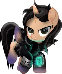 Size: 3217x3809 | Tagged: safe, artist:lincolnbrewsterfan, derpibooru import, oc, oc:true resistance, ponified, unofficial characters only, alicorn, original species, pony, fallout equestria, my little pony: the movie, .svg available, alicorn oc, biker jacket, clothes, cognitum, cognitum alicorn, colored wings, confidence, confident, delta pipbuck, derpibooru exclusive, determination, determined, determined face, determined look, determined smile, eyebrows, female, folded wings, gradient hooves, gradient wings, gun, handgun, high res, horn, image, inkscape, jacket, leather jacket, leg guards, lidded eyes, looking back, luminescence, mane, mare, mod, movie accurate, pipbuck, pistol, png, rearing, reflection, relentless sorrow (psalm's handgun), revolver, shading, shield, simple background, smiling, solo, tail, transparent background, vector, weapon, wings