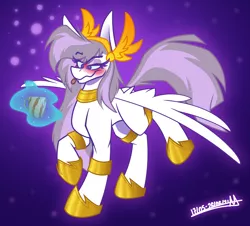 Size: 2580x2336 | Tagged: safe, artist:adilord, derpibooru import, oc, oc:athena (shawn keller), unofficial characters only, pegasus, pony, alcohol, armor, blushing, cup, drunk, drunk bubbles, eyebrows, eyebrows visible through hair, female, go home you're drunk, guardians of pondonia, headdress, hoof shoes, image, jewelry, magic, mare, necklace, pegasus oc, png, purple background, simple background, smiling, solo, tongue out, wavy mouth, wings