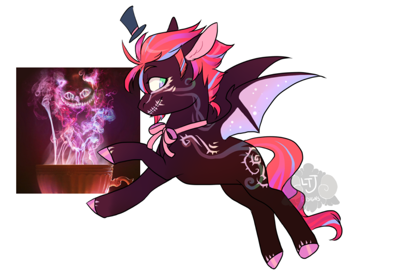 Size: 1000x700 | Tagged: safe, artist:lavvythejackalope, derpibooru import, oc, unofficial characters only, bat pony, pony, bat pony oc, bat wings, hat, image, png, simple background, smiling, solo, starry wings, tattoo, top hat, transparent background, wings