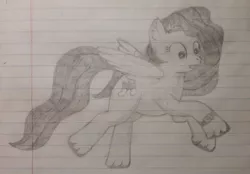 Size: 1280x893 | Tagged: safe, artist:essentialsingularity, derpibooru import, pipp petals, pegasus, pony, atg 2021, ear fluff, female, g5, image, jpeg, newbie artist training grounds, pencil drawing, running, solo, spread wings, traditional art, unshorn fetlocks, watch, wings, wristwatch