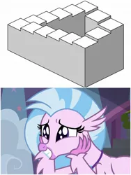 Size: 1500x1999 | Tagged: safe, derpibooru import, edit, edited screencap, screencap, silverstream, school daze, image, jpeg, penrose stairs, stairs