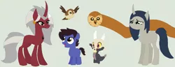 Size: 1354x520 | Tagged: safe, artist:strawberry-t-pony, derpibooru import, ponified, dragon, pony, crossover, dragonified, edalyn clawthorne, heterochromia, hooty the owl, image, king (the owl house), lilith clawthorne, luz noceda, owlbert, png, species swap, the owl house