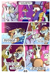 Size: 2100x3000 | Tagged: safe, artist:loryska, derpibooru import, oc, oc:clarabelle, oc:conundrum solar flare, oc:mezzanine, oc:plumeria, abyssinian, hybrid, pony, zony, comic:friendship grows, adopted offspring, clothes, ear fluff, floppy ears, image, offspring, parent:quibble pants, parent:rainbow dash, parent:sweetie belle, parents:quibbledash, png, unshorn fetlocks