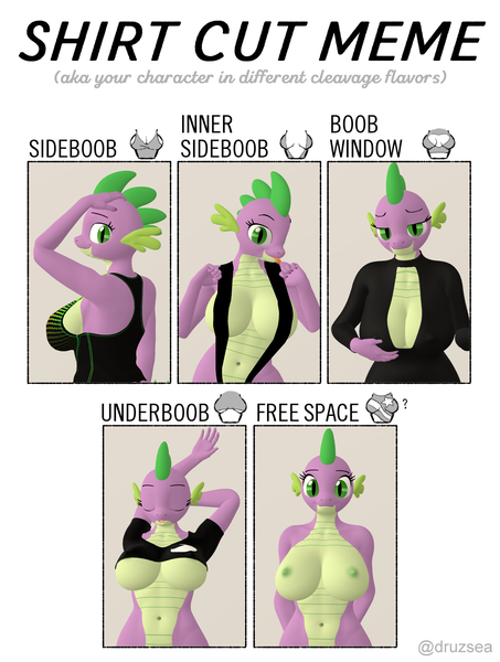 Size: 2408x3192 | Tagged: questionable, artist:papadragon69, derpibooru import, spike, anthro, dragon, 3d, barb, big breasts, bikini, boob window, breasts, busty barb, cleavage, clothes, dragoness, female, image, lizard breasts, meme, nipples, nudity, older barb, png, rule 63, shirt cut meme, sideboob, sling bikini, source filmmaker, swimsuit, underboob