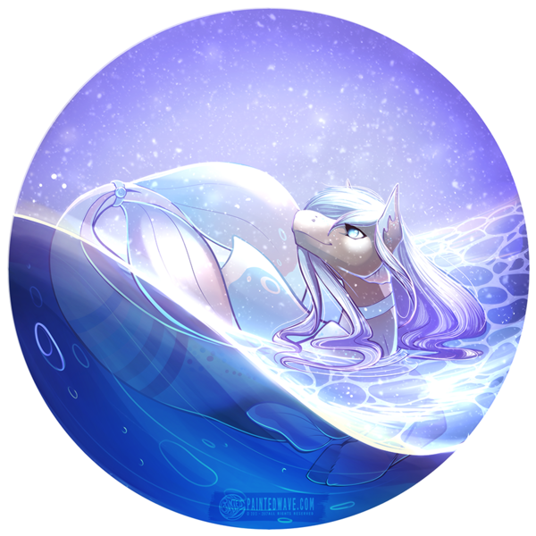 Size: 900x900 | Tagged: safe, artist:paintedwave, derpibooru import, oc, unofficial characters only, hybrid, merpony, seapony (g4), blue eyes, fins, fish tail, flowing mane, flowing tail, image, looking up, ocean, png, simple background, sky, smiling, solo, stars, swimming, tail, transparent background, water