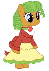 Size: 1989x2901 | Tagged: safe, artist:three uncle, derpibooru import, dosie dough, earth pony, pony, apple family reunion, apple family member, background, bipedal, clothes, cute, dress, female, image, mare, png, simple background, standing, transparent background, vector