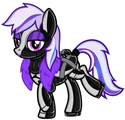 Size: 5078x4862 | Tagged: suggestive, alternate version, artist:severity-gray, derpibooru import, oc, oc:starshine bomber, unofficial characters only, pegasus, pony, bedroom eyes, boots, bound wings, clothes, corset, eyeshadow, feather boa, gloves, image, latex, latex boots, latex gloves, latex mask, latex suit, lipstick, looking at you, makeup, neck corset, png, pose, posing for photo, posture collar, rubber, rubber suit, shoes, simple background, smiling, solo, tail wrap, transparent background, wings