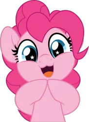 Size: 3650x5000 | Tagged: safe, artist:jhayarr23, derpibooru import, part of a set, pinkie pie, earth pony, pony, cute, diapinkes, female, high res, image, looking at you, mare, nya, png, simple background, smiling, smiling at you, solo, starry eyes, transparent background, vector, wingding eyes