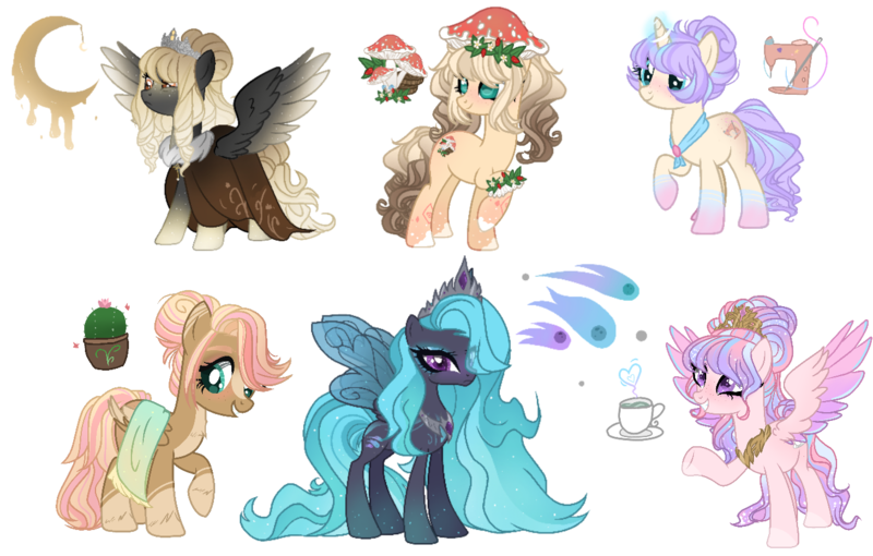 Size: 1335x851 | Tagged: safe, artist:marihht, derpibooru import, oc, unofficial characters only, changepony, earth pony, hybrid, mushroom pony, original species, pegasus, pony, unicorn, base used, cape, clothes, crown, female, image, interspecies offspring, jewelry, magical lesbian spawn, mare, mushroom, offspring, parent:big macintosh, parent:coco pommel, parent:cozy glow, parent:fluttershy, parent:king sombra, parent:princess celestia, parent:princess flurry heart, parent:princess luna, parent:queen chrysalis, parent:rarity, parents:celestibra, parents:chrysaluna, parents:cozyheart, parents:fluttermac, parents:marshmallow coco, peytral, png, regalia, simple background, spread wings, tiara, transparent background, wings