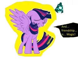 Size: 7520x5696 | Tagged: safe, derpibooru import, twilight sparkle, alicorn, the ending of the end, and i am iron man, avengers: endgame, bell, death, grogar's bell, heroic sacrifice, image, png, self sacrifice, title drop, twilight sparkle (alicorn)