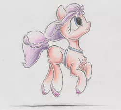 Size: 2684x2433 | Tagged: safe, artist:itchystomach, derpibooru import, sunny starscout, earth pony, pony, colored, colored hooves, g5, hopping, image, jpeg, pencil drawing, solo, traditional art