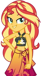 Size: 1024x1902 | Tagged: safe, artist:emeraldblast63, derpibooru import, sunset shimmer, human, equestria girls, equestria girls series, forgotten friendship, bikini, clothes, female, image, looking at you, png, simple background, solo, swimsuit, teeth, transparent background, vector