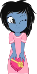 Size: 867x1750 | Tagged: safe, artist:muhammad yunus, derpibooru import, oc, oc:siti shafiyyah, unofficial characters only, equestria girls, black hair, clothes, equestria girls-ified, female, heart, image, indonesia, looking at you, one eye closed, png, simple background, smiling, smiling at you, solo, transparent background