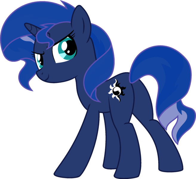 Size: 1920x1753 | Tagged: safe, artist:confrank01, derpibooru import, edit, vector edit, princess luna, sunset shimmer, pony, unicorn, ponyar fusion, butt, female, fusion, image, looking back, mare, palette swap, plot, png, rear view, recolor, simple background, smiling, smirk, solo, transparent background, vector