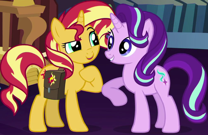 Size: 1023x665 | Tagged: safe, derpibooru import, screencap, starlight glimmer, sunset shimmer, pony, unicorn, equestria girls, mirror magic, spoiler:eqg specials, bag, cropped, female, image, mare, png, saddle bag