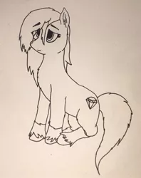 Size: 844x1063 | Tagged: safe, artist:autumnsfurart, derpibooru import, oc, oc:glitter stone, unofficial characters only, earth pony, pony, earth pony oc, female, image, jpeg, lineart, mare, solo, traditional art, unshorn fetlocks