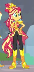 Size: 271x573 | Tagged: safe, derpibooru import, screencap, rainbow dash, sunset shimmer, equestria girls, equestria girls series, super squad goals, cropped, image, offscreen character, png, ponied up, super ponied up