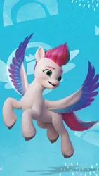Size: 736x1308 | Tagged: safe, derpibooru import, official, zipp storm, pegasus, pony, spoiler:g5, abstract background, blue background, female, g5, image, jpeg, mare, pinterest, simple background, solo